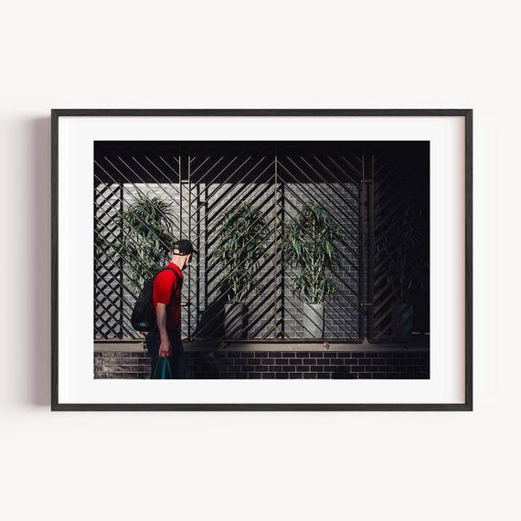 Sydney Street Photography Print Man In Red Shirt Urban Shadows
