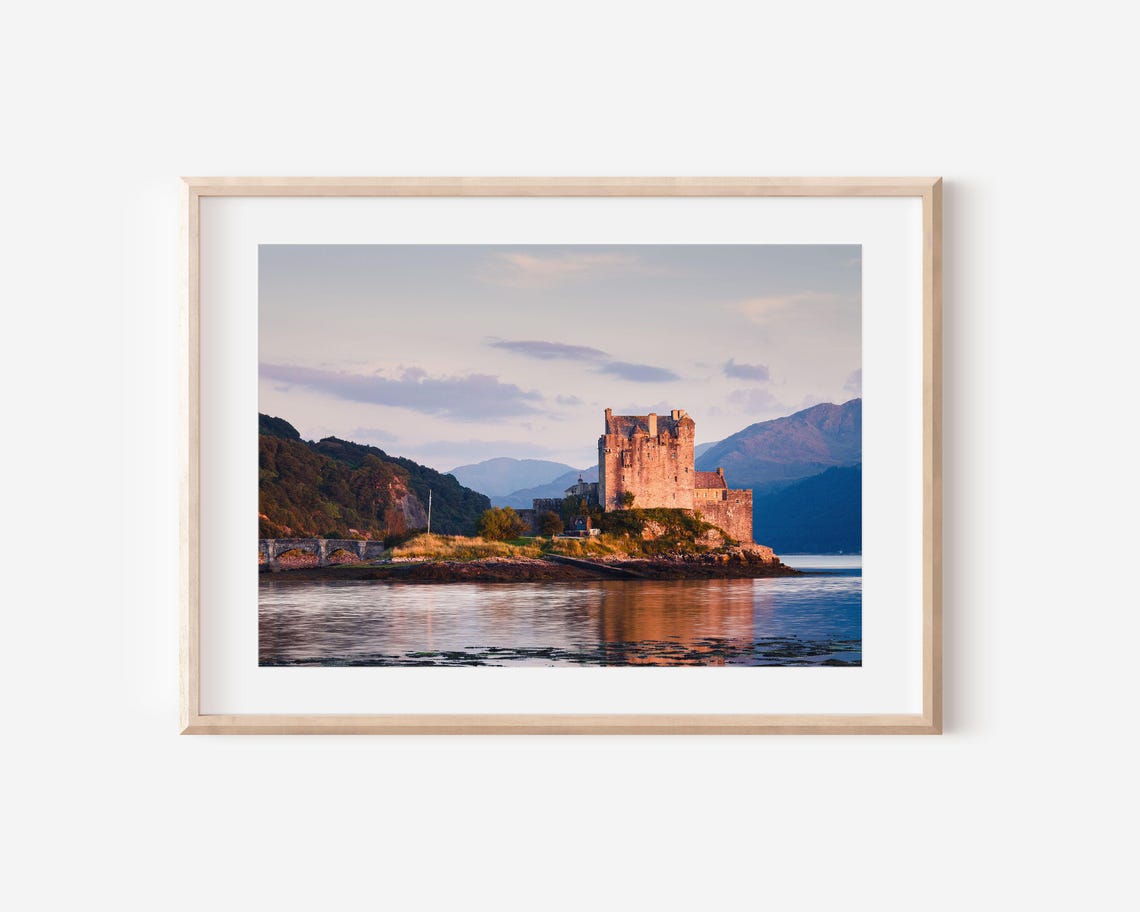 Eilean Donan Castle Sunset Mountains Bridge Scottish Highlands Poster