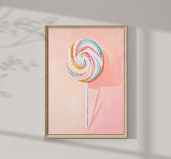 Colorful Lollipop Painting Pastel Macarons Wall Decor Print Kitchen Decor Candy Shop Decor Print