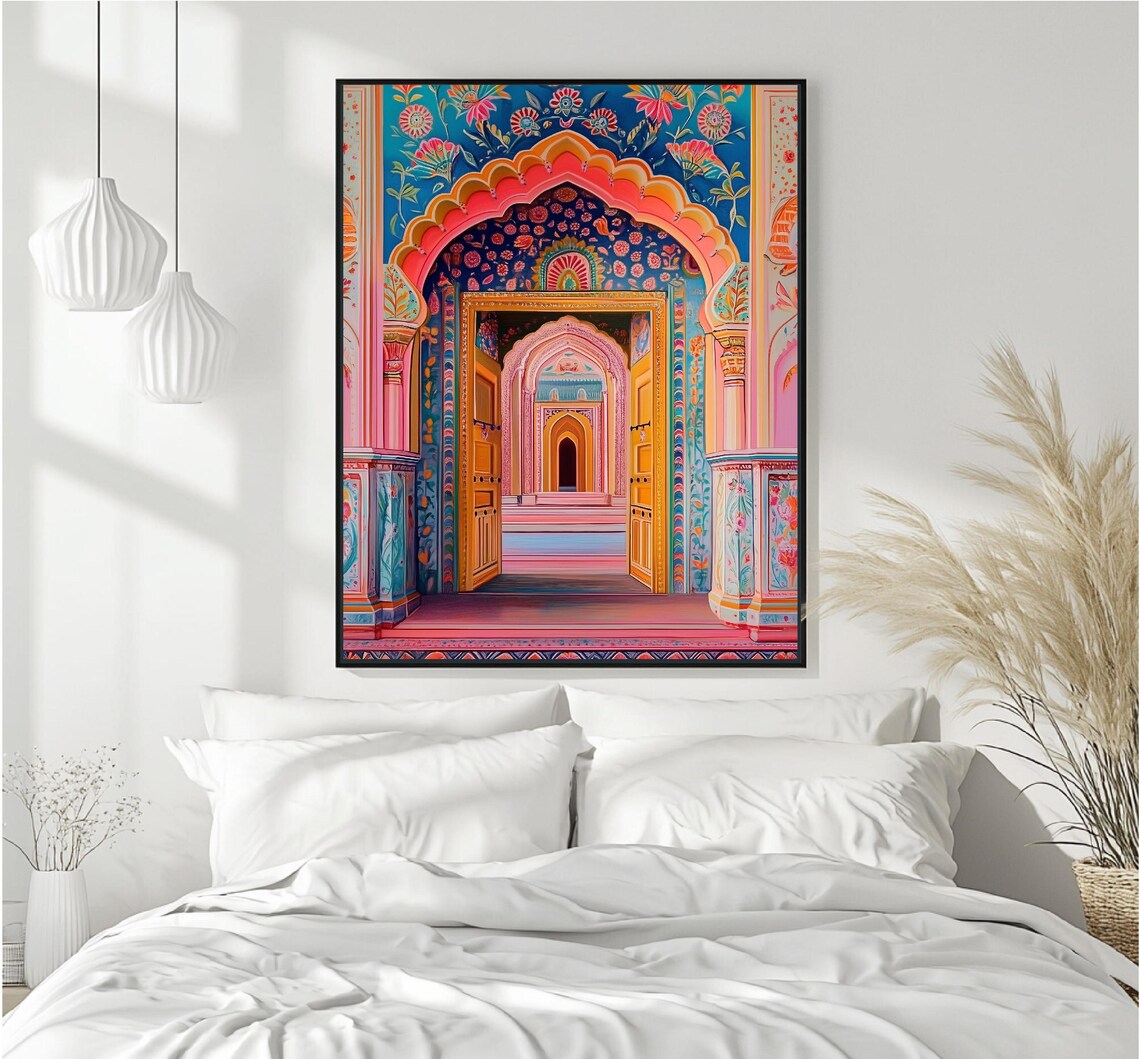 Jaipur Travel Poster, Indian Decor Door Illustration - Image 4