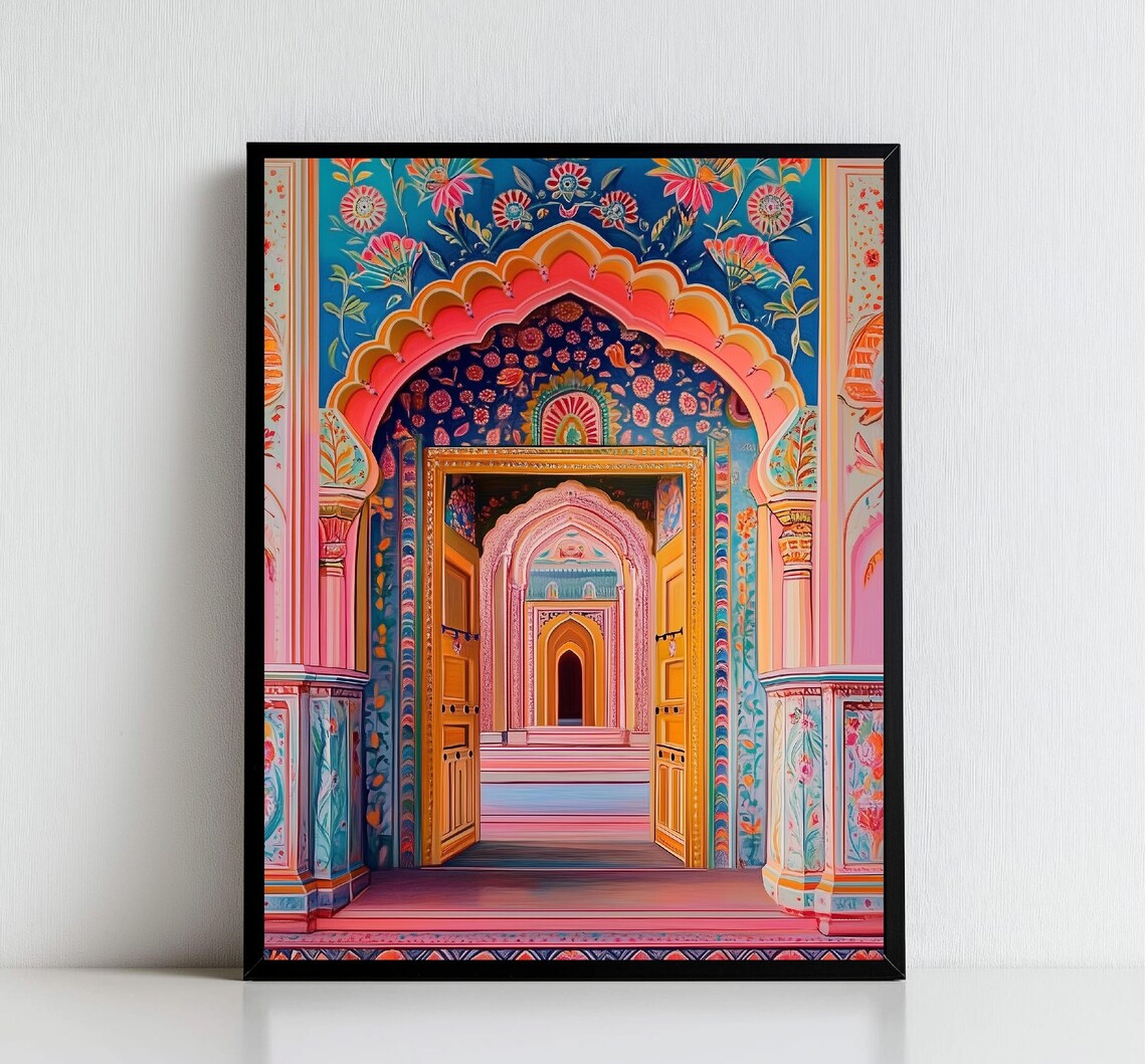 Jaipur Travel Poster, Indian Decor Door Illustration - Image 5