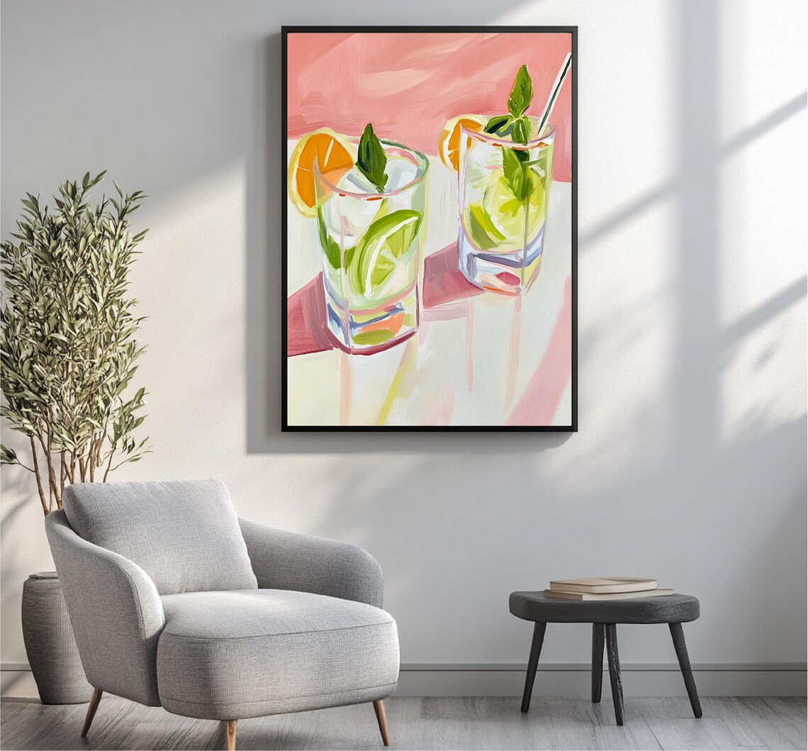 Colorful Mojitos Painting, Kitchen Bar Decor Print - Image 2