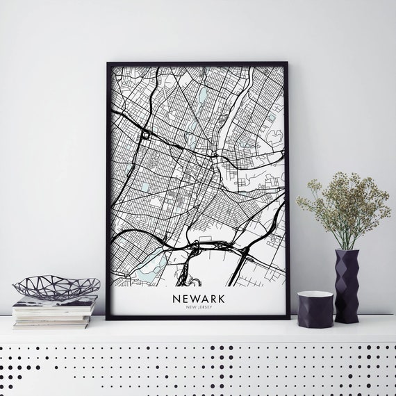 Newark New Jersey City Art Map Print Wall A4 A3 A2 A1