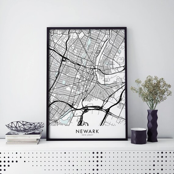 Newark New Jersey Minimalist Street Map Black And White City Poster
