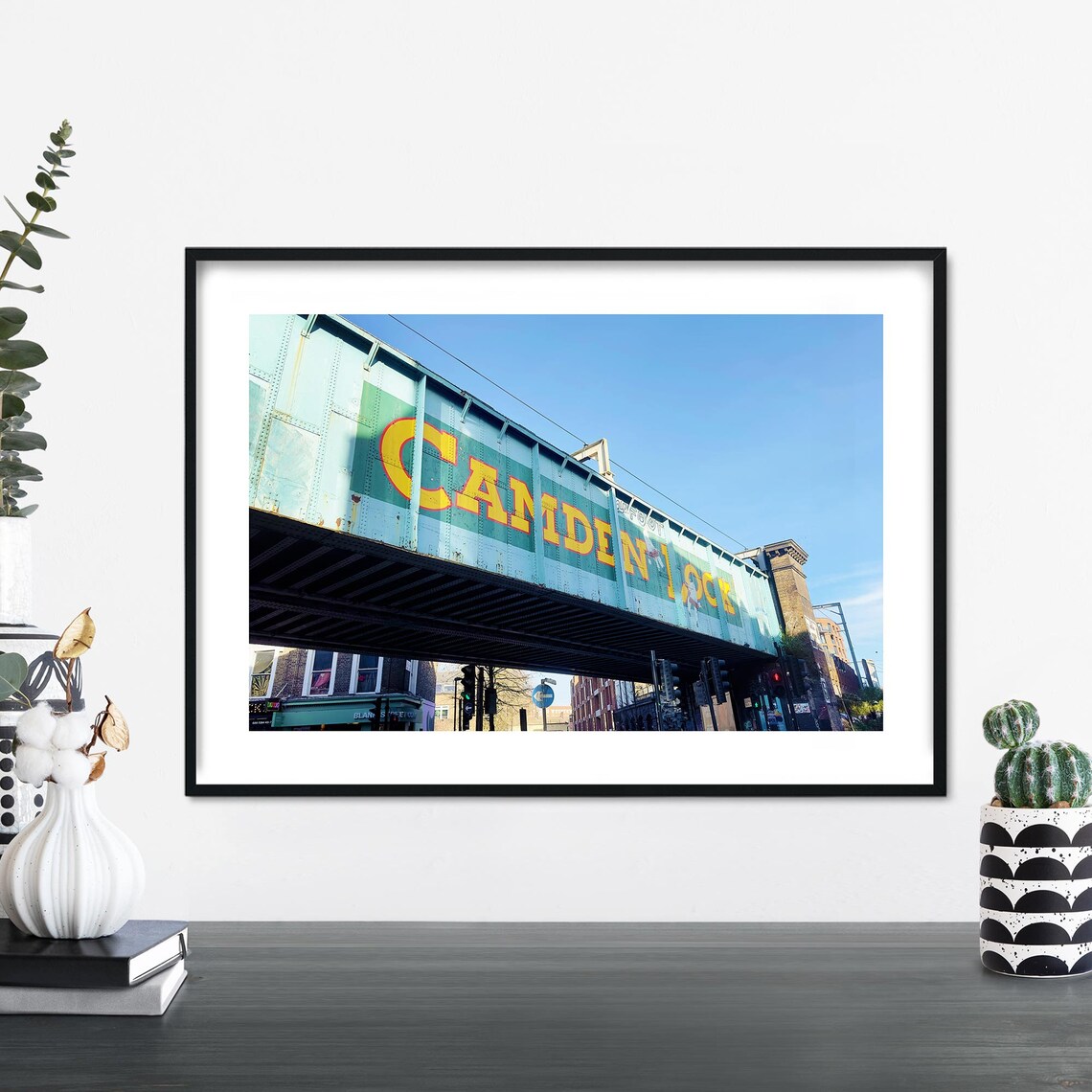 Camden Lock Railway Bridge Sign London Photography Travel Poster