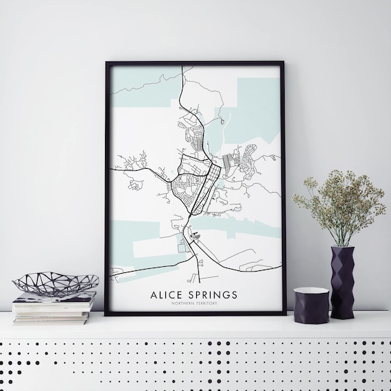 Alice Springs Northern Territory Detailed Map Line Art Poster