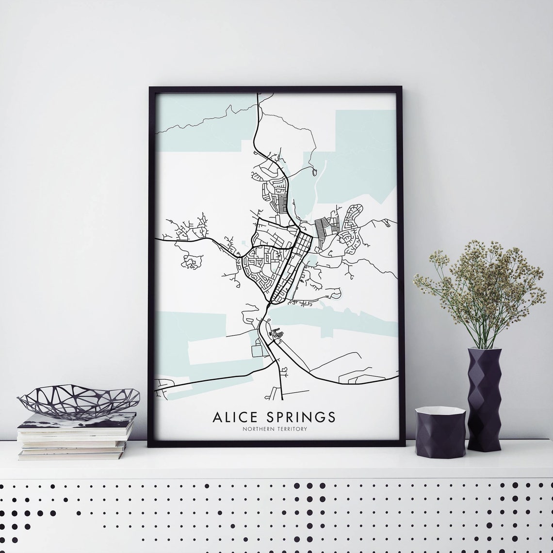 Alice Springs Northern Territory Detailed Map Line Art Poster