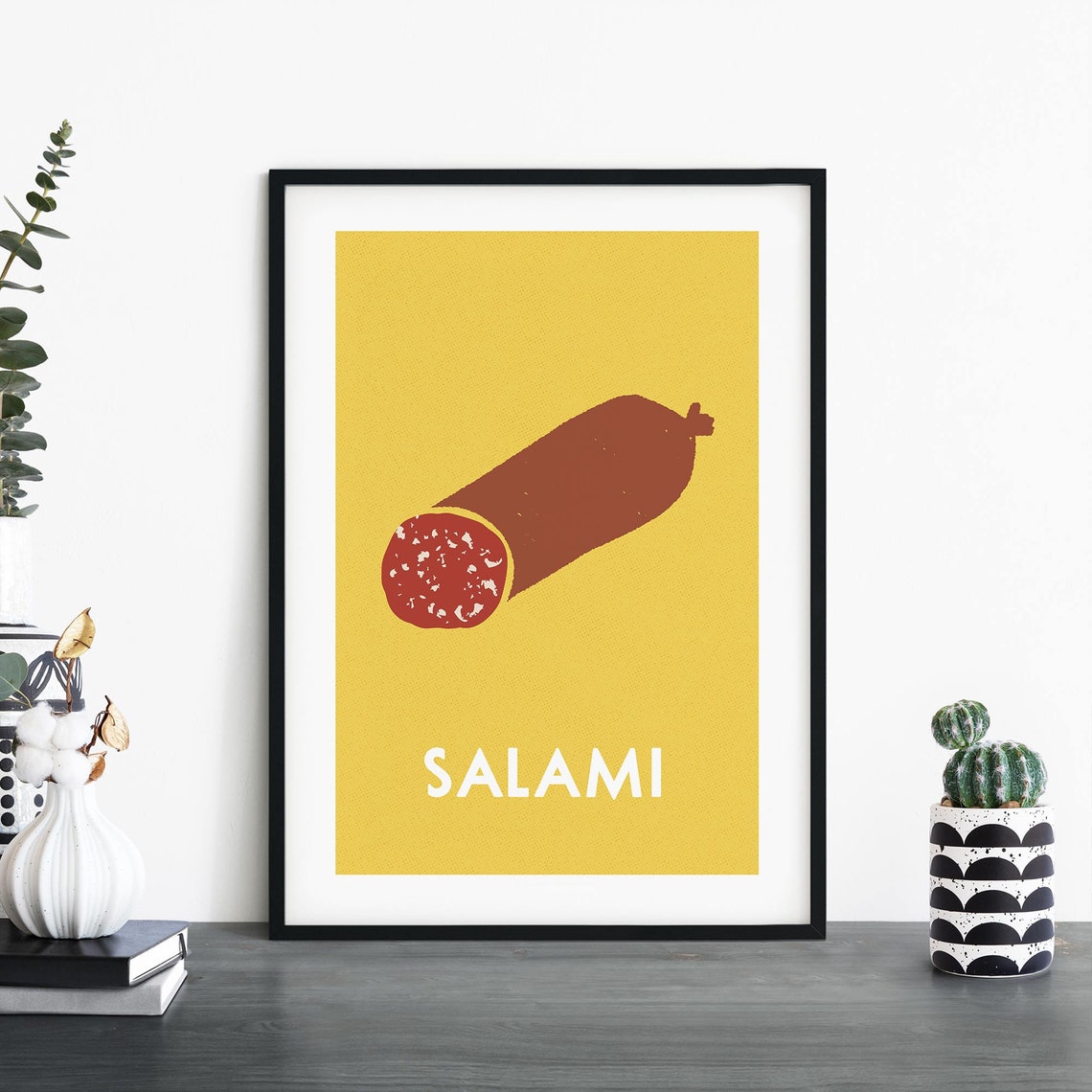 Salami Deli Retro Minimalist Italian Kitchen Food Decor Poster