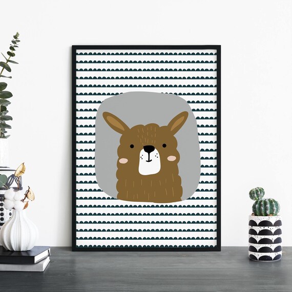 Llama Poster Print Wall Art Childrens Kids Boys Girls Nursery Bedroom A4 A3 A2 A1