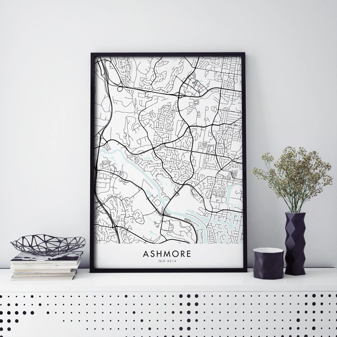 Ashmore Queensland Australia City Street Map Minimal Line Art Poster