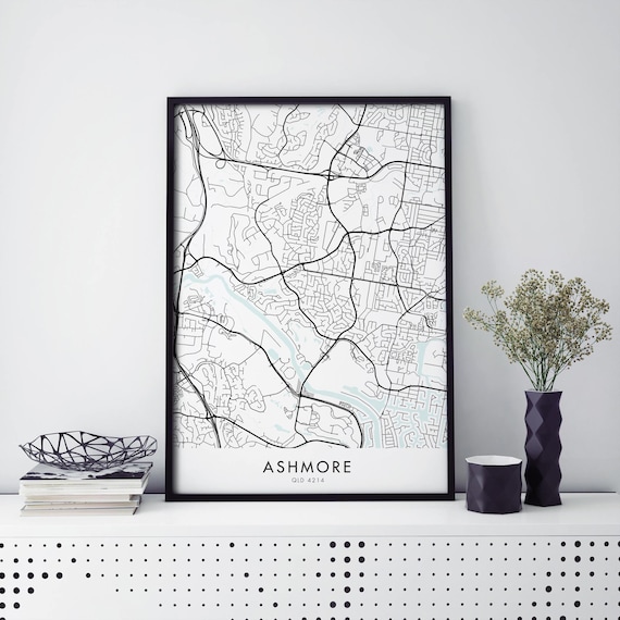 Ashmore Queensland Australia City Street Map Minimal Line Art Poster