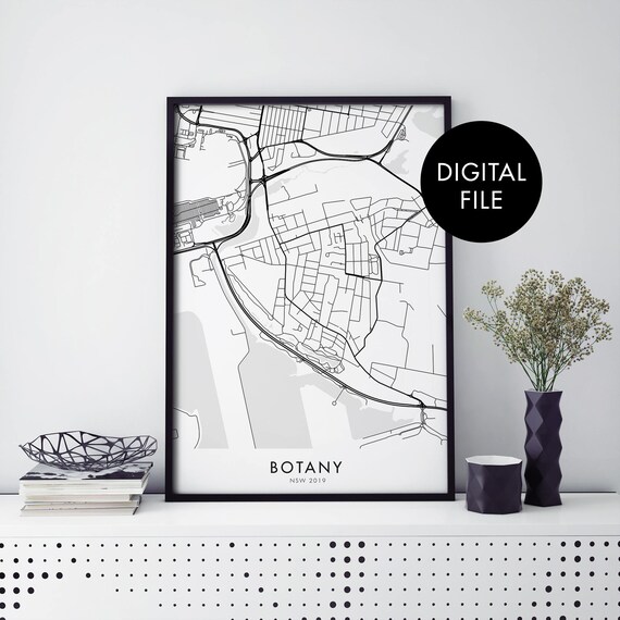 Botany New South Wales Sydney City Street Map Minimalist Poster