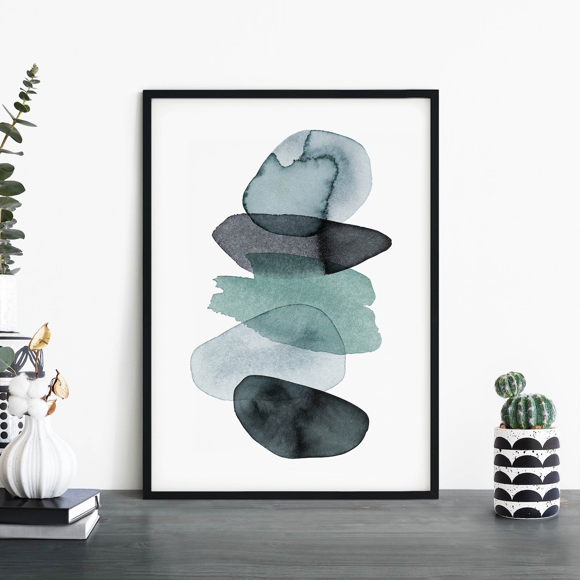 Watercolour Pebbles Abstract Print Wall Art