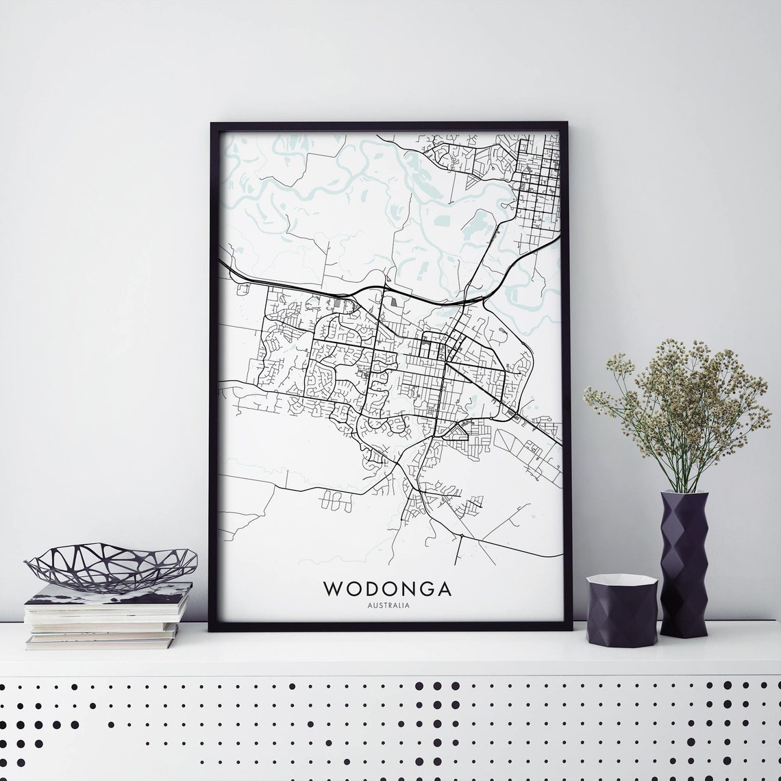 Wodonga Australia City Street Map Minimalist Line Art Poster