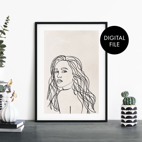 Young And Carefree Female Fashion Line Drawing Print Wall Art At Home File