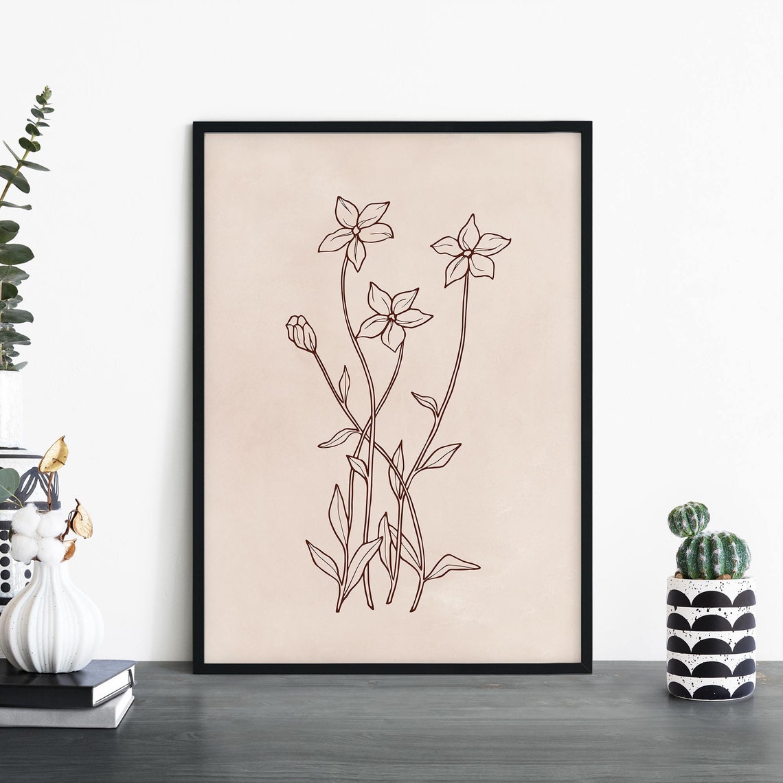 Royal Bluebell Australian Native Floral Line Illustration Poster
