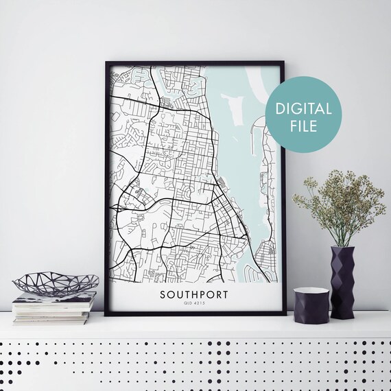 Southport Queensland Minimalist Street Map City Line Art Poster