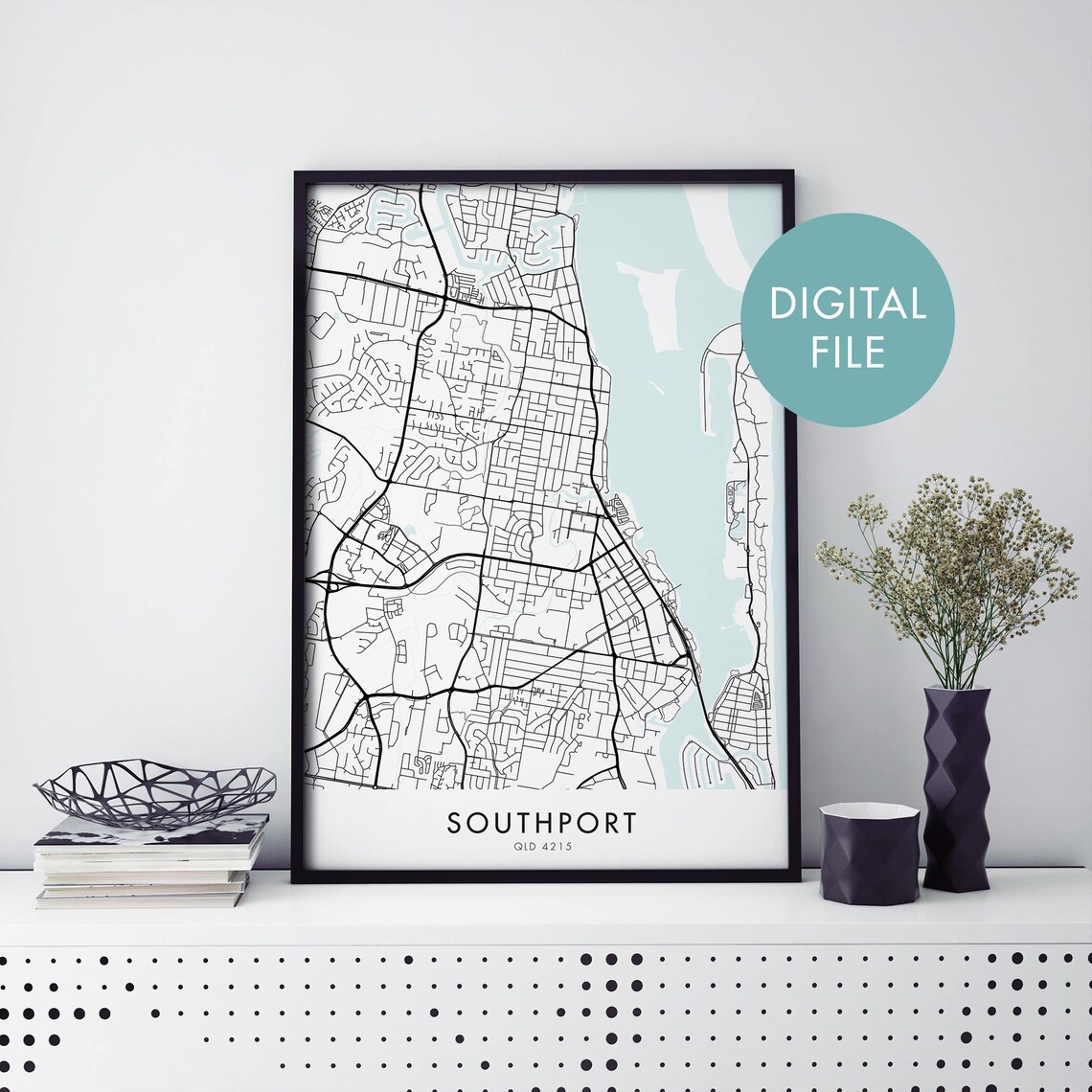 Southport Queensland Minimalist Street Map City Line Art Poster