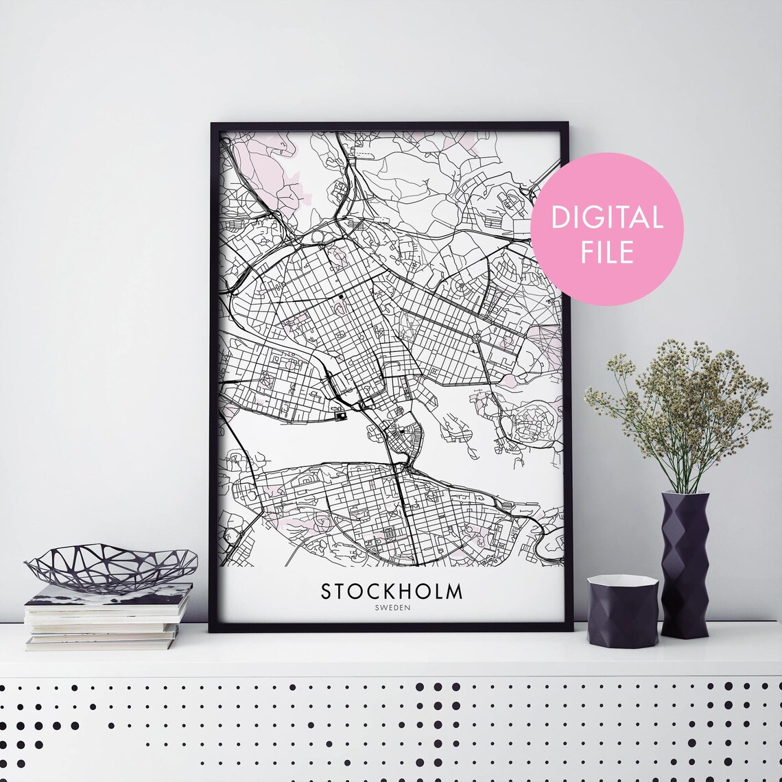 Stockholm Sweden City Map Art Print, Travel Map