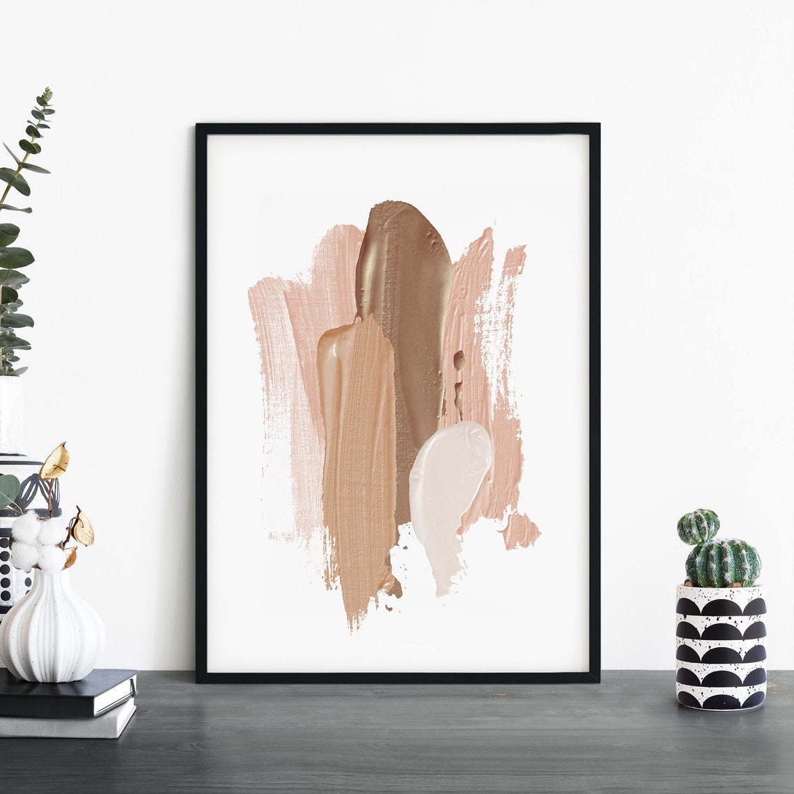 Blush Pink Vertical Brushstroke Minimalist Abstract Wall Art