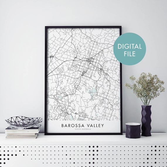 Barossa Valley South Australia Wine Country Region Street Map Poster