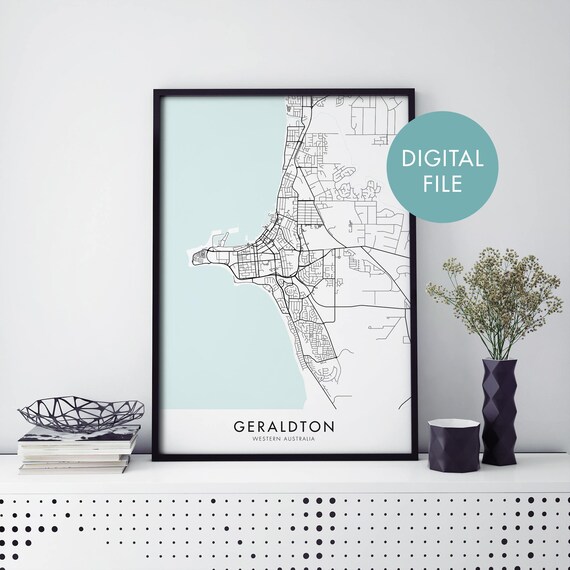 Geraldton Western Australia Coastal City Map Minimalist Poster