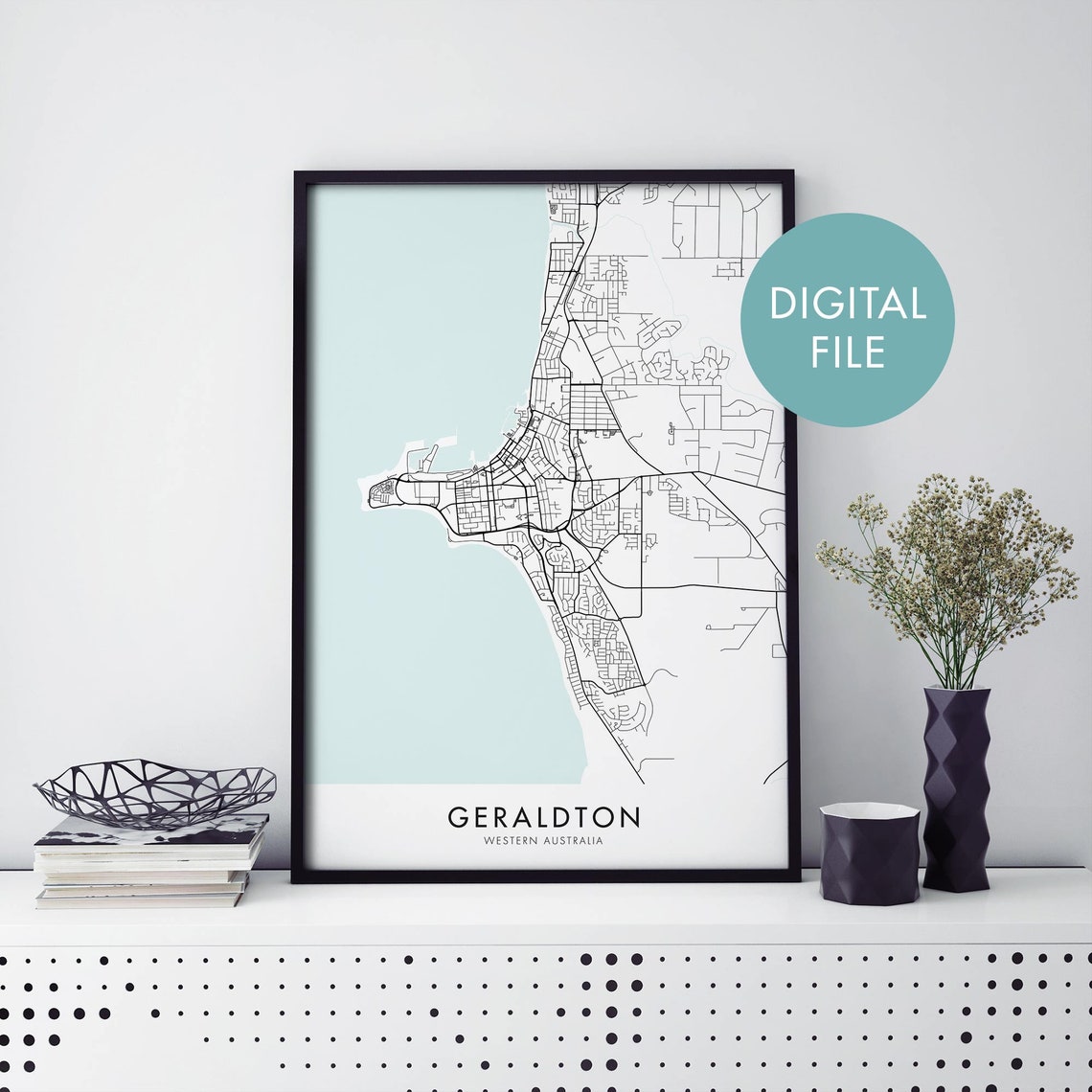 Geraldton Western Australia Coastal City Map Minimalist Poster