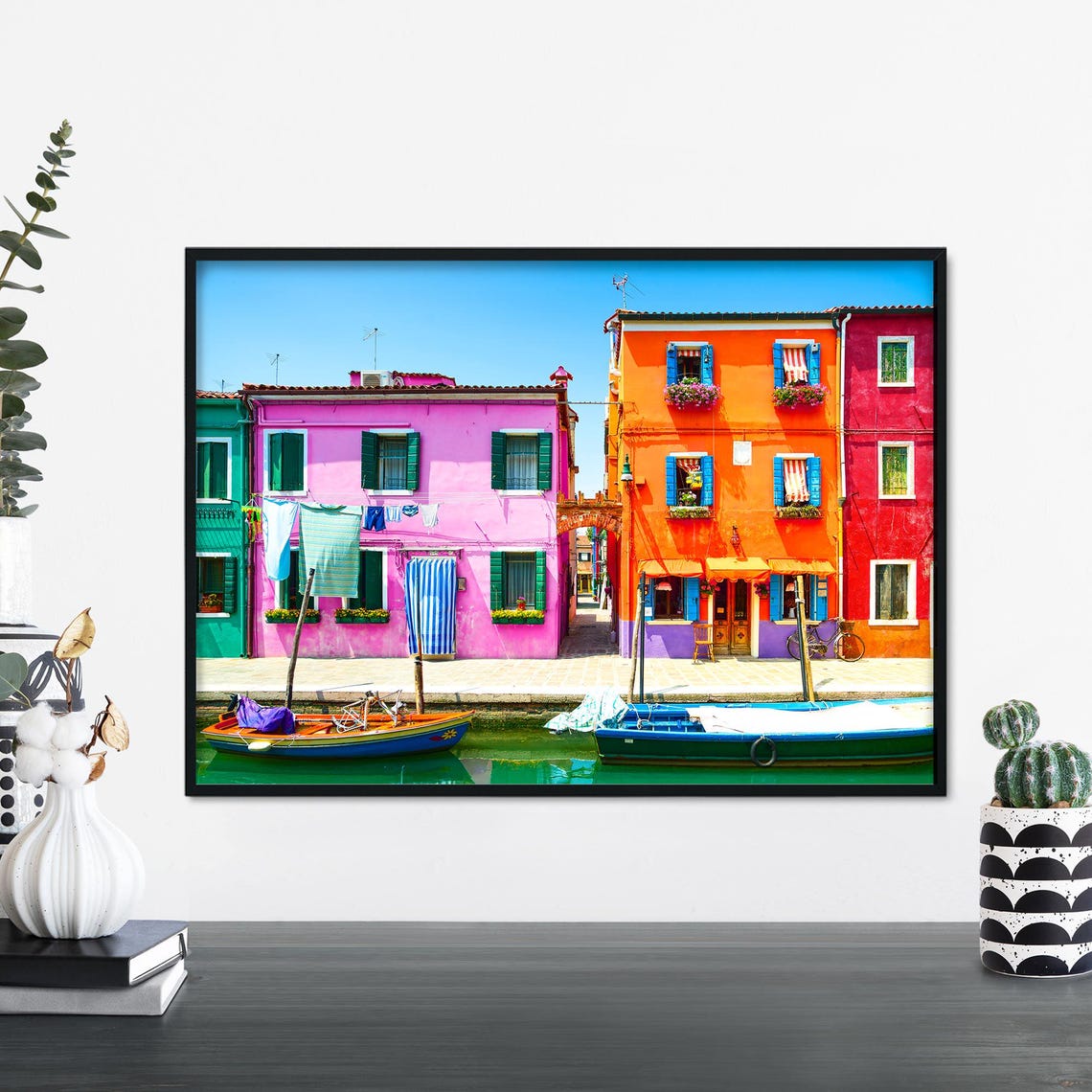 Burano Brights Venice Italy Colorful Houses Canal Travel Poster