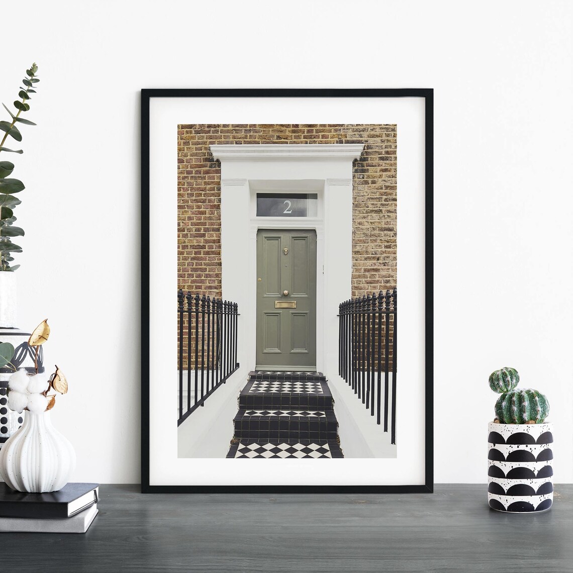 Sage Green London Townhouse Door Number 2 Photography Poster