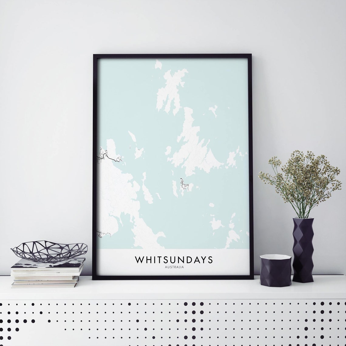 Whitsundays Australia Island Map Minimalist Travel Poster Gift