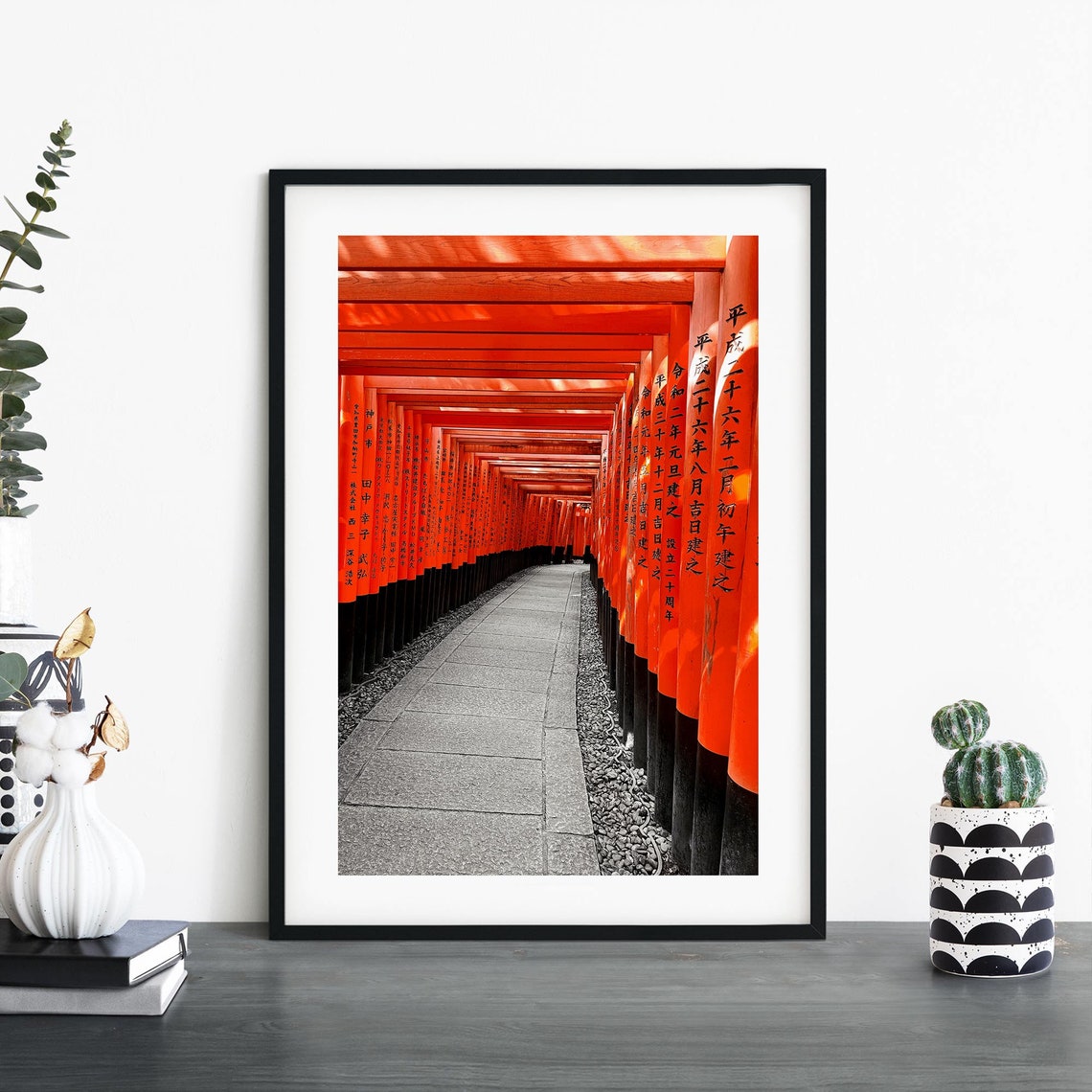 Sunlit Torii Gate Tunnel Path Fushimi Inari Kyoto Travel Poster