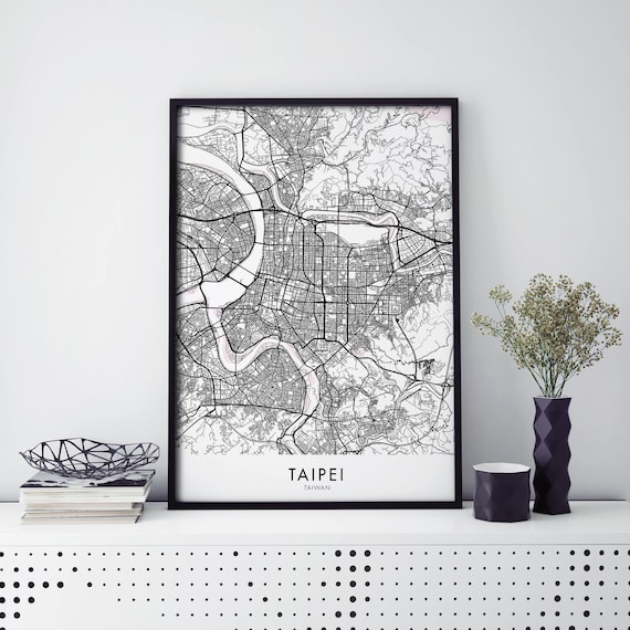Taipei Taiwan Detailed Minimalist Urban City Map Street Plan Poster