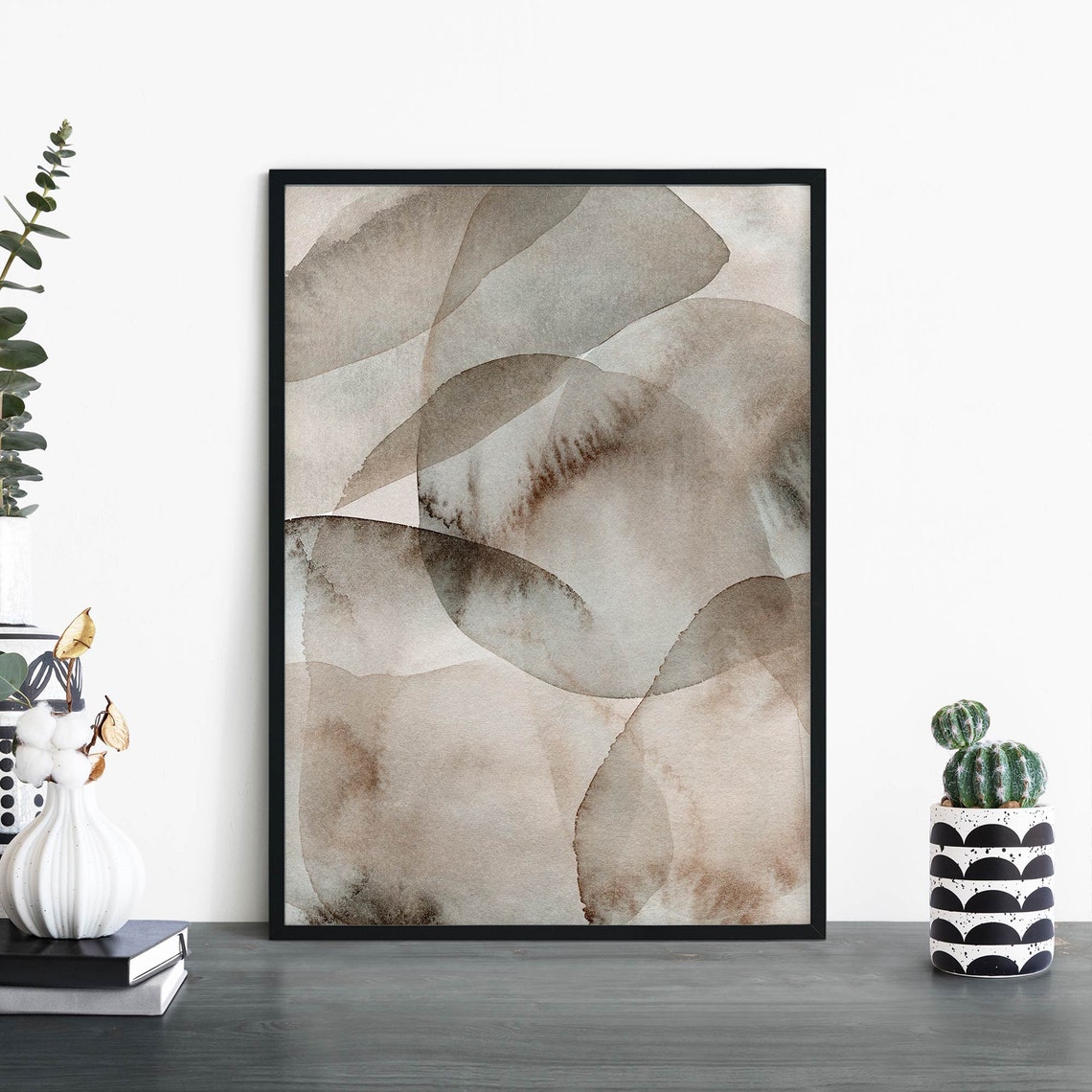 Warm Earthy Brown Abstract Watercolour Wash Modern Art Poster