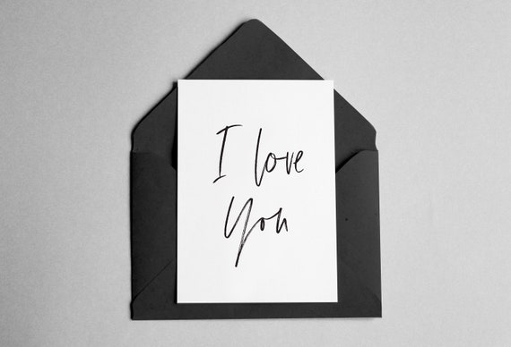 I Love You Card Minimalist Brush Font Art Print