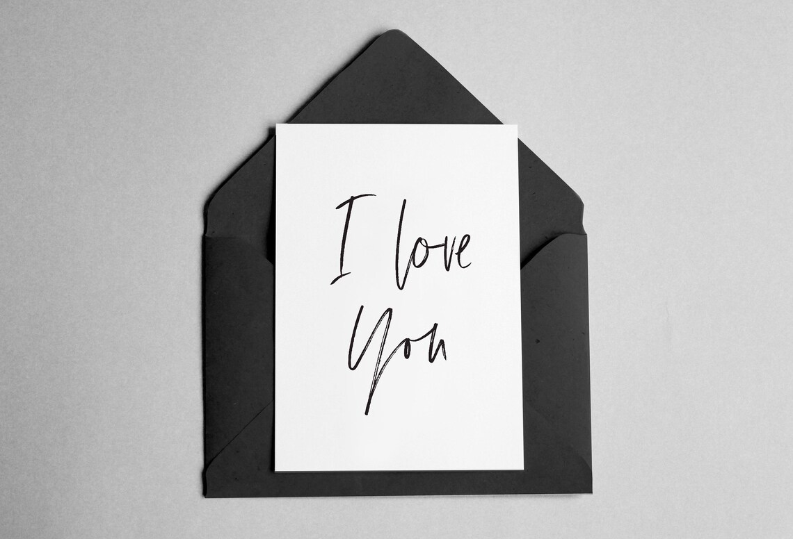 I Love You Card Minimalist Brush Font Art Print