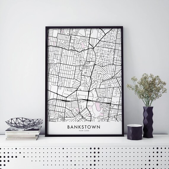 Bankstown Sydney NSW 2200 Australia Minimalist City Map Line Poster