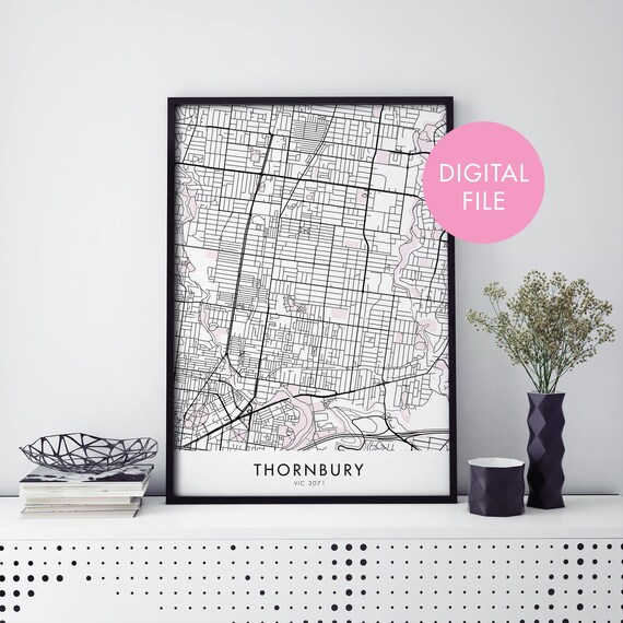 Thornbury Victoria Australia Minimalist Street Map Art Poster