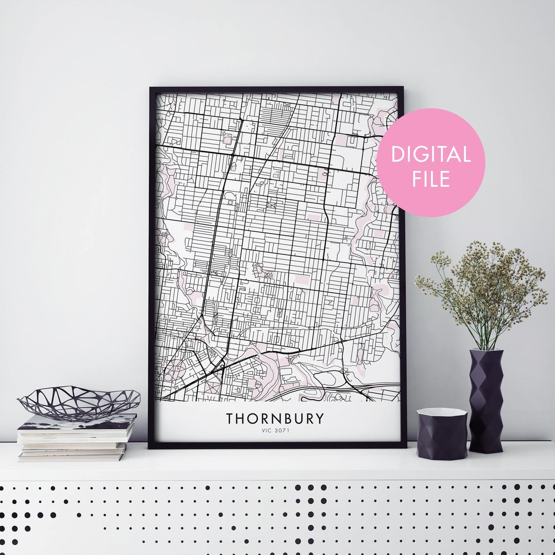 Thornbury Victoria Australia Minimalist Street Map Art Poster