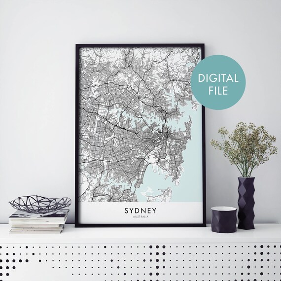 Sydney Australia Minimalist Black and White City Map Street Poster
