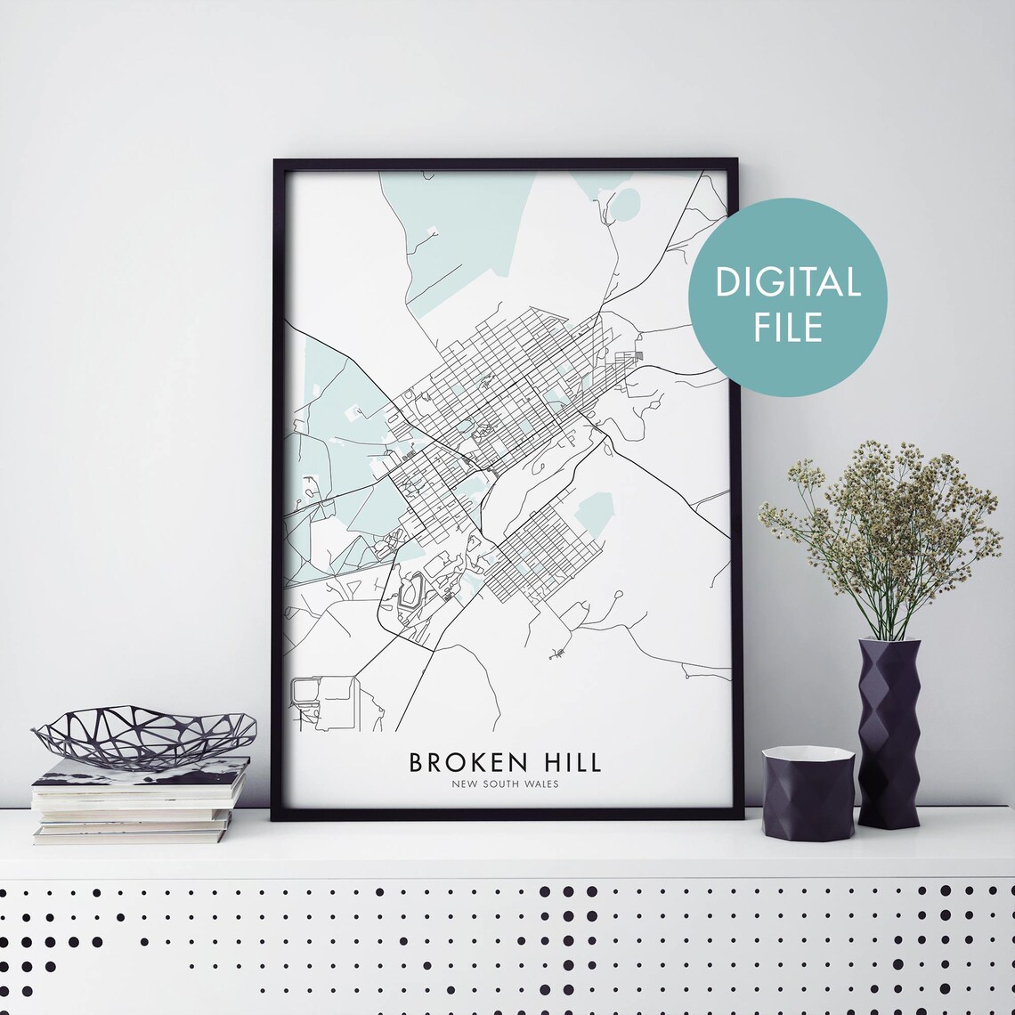 Broken Hill New South Wales City Street Map Digital File Poster