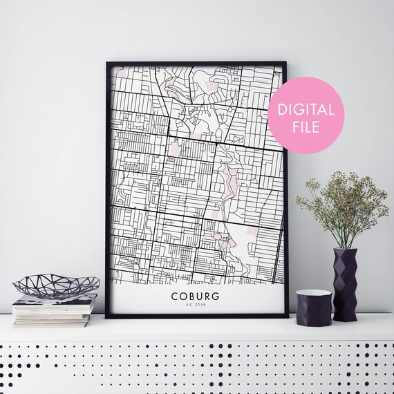 Coburg Melbourne Australia Street Map Minimalist City Poster VIC 3058