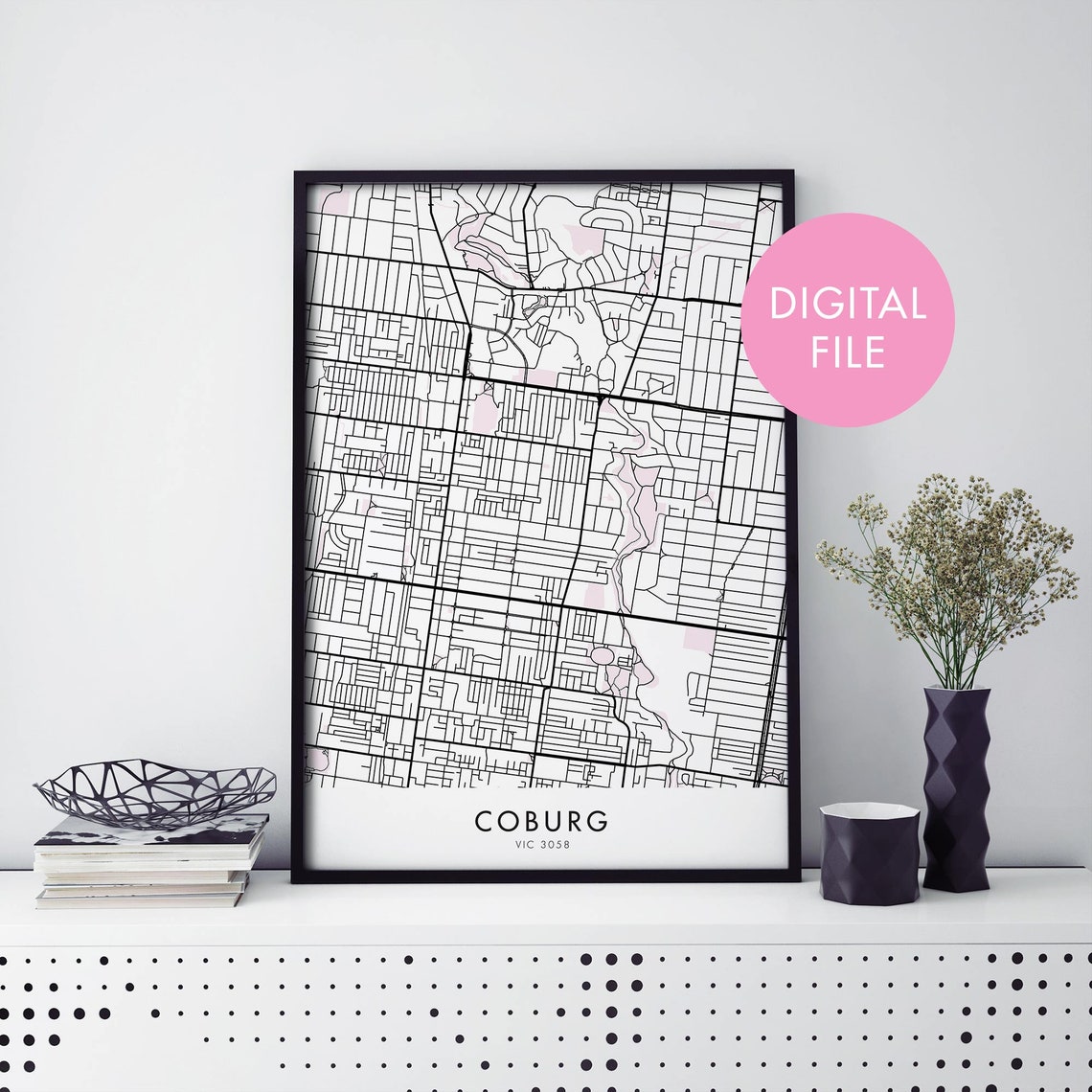 Coburg Melbourne Australia Street Map Minimalist City Poster VIC 3058