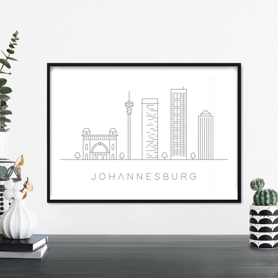 Johannesburg Skyline Line Art Poster South Africa City Decor