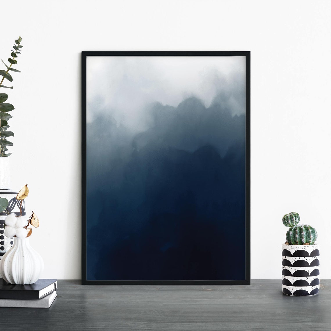 Deep Blue Forest Abstract Print Wall Art 4x6 5x7 A4 A3 A2 A1