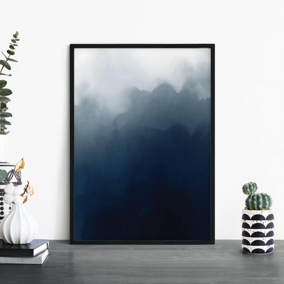 Deep Blue Forest Abstract Print Wall Art 4x6 5x7 A4 A3 A2 A1