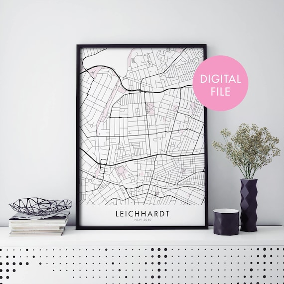 Leichhardt Sydney Australia Minimal City Street Map Art Print