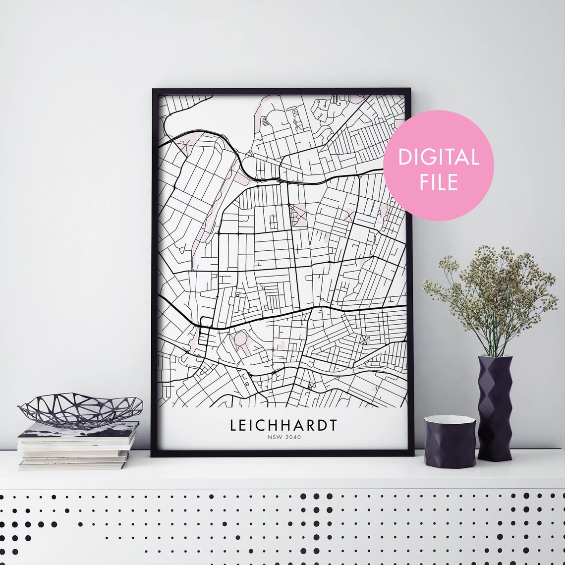 Leichhardt Sydney Australia Minimal City Street Map Art Print