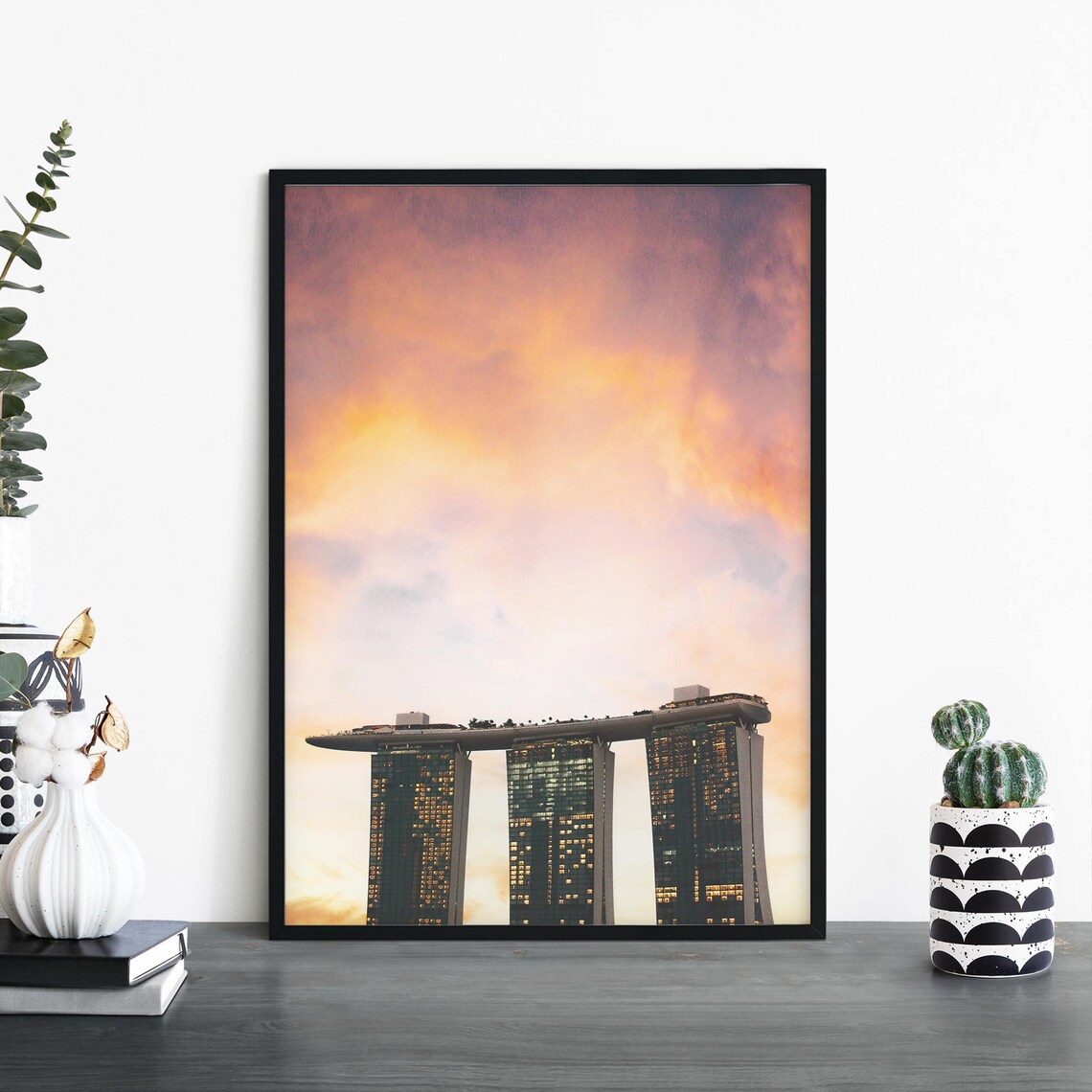 Marina Bay Sands Singapore Sunset Skypark Color Photography Poster
