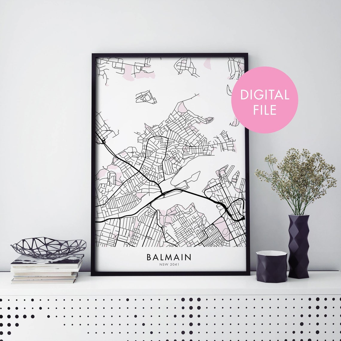 Balmain Sydney Australia Street Map Poster Minimalist Gift Art