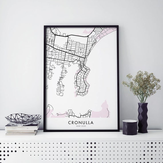 Cronulla Sydney Australia Art Map Print